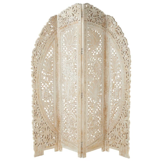 Coupon 😀 Studio 350 White Wood Distressed Eclectic Ornate Room Divider Screen - 60 X 2 X 72 🎉 - Image 3