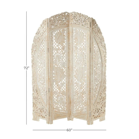 Coupon 😀 Studio 350 White Wood Distressed Eclectic Ornate Room Divider Screen - 60 X 2 X 72 🎉 - Image 6