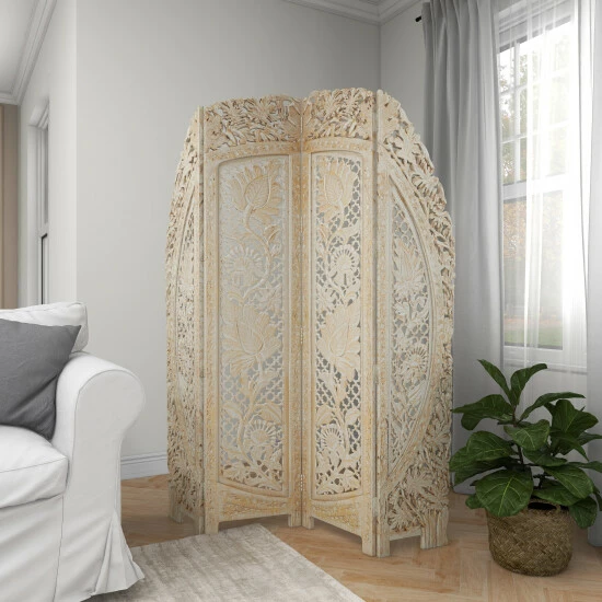 Coupon 😀 Studio 350 White Wood Distressed Eclectic Ornate Room Divider Screen - 60 X 2 X 72 🎉 - Image 7