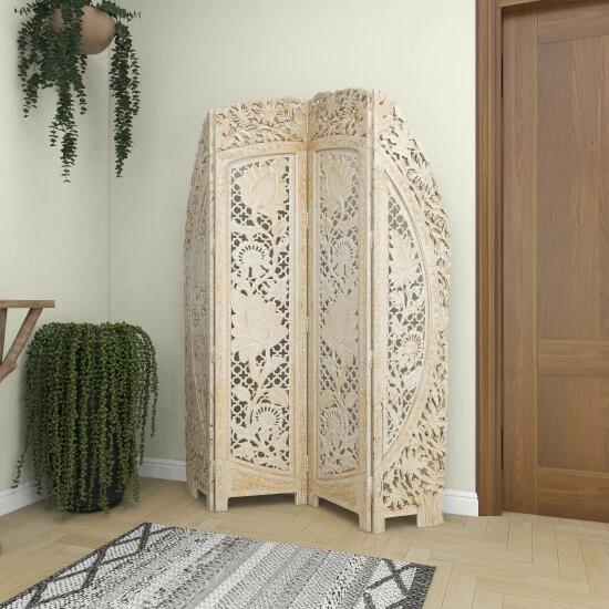 Coupon 😀 Studio 350 White Wood Distressed Eclectic Ornate Room Divider Screen - 60 X 2 X 72 🎉 - Image 8