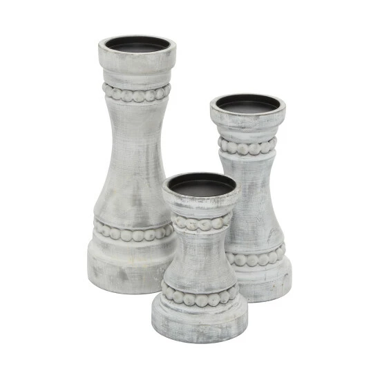 Cheap ๐ Studio 350 Wood Farmhouse Candle Holder (Set Of 3) - S/3 12", 9", 7"H Grey ๐งจ - Image 8
