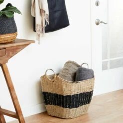 Brand new ๐คฉ Studio 350 Natural Brown Seagrass Coastal Storage Basket 19 X 21 X 17 - 21 X 17 X 19 โญ