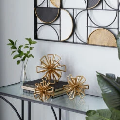Cheapest 🔥 Studio 350 Gold Iron Glam Sculpture Geometric (Set Of 3) - S/3 5", 7", 8"W 👏