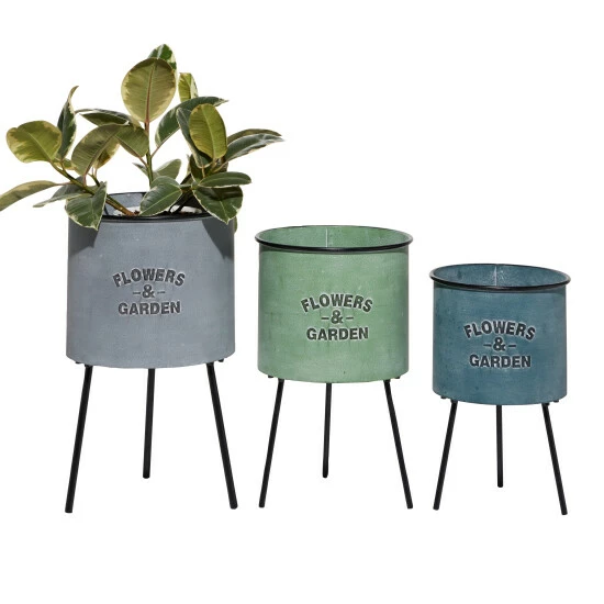 Flash Sale ❤️ Studio 350 Multi Iron Farmhouse Planter (Set Of 3) - 12 X 12 X 20Round 🎉 - Image 2