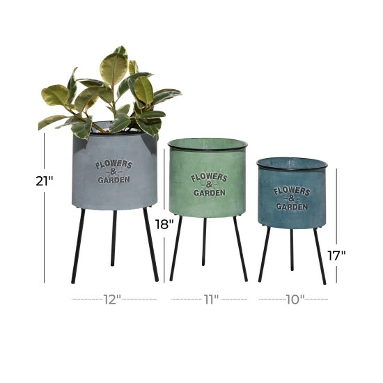 Flash Sale ❤️ Studio 350 Multi Iron Farmhouse Planter (Set Of 3) - 12 X 12 X 20Round 🎉 - Image 5
