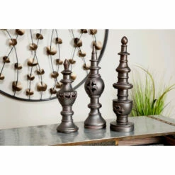 New ❤️ Studio 350 Tall Bronze Decorative Finials Shelf & Table Decor, Set Of 3, 5 X 5 X 16 😉