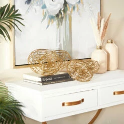 Best Pirce 🧨 Studio 350 Metal Contemporary Sculpture (Set Of 2) - S/2 12", 10"W Gold 🎉