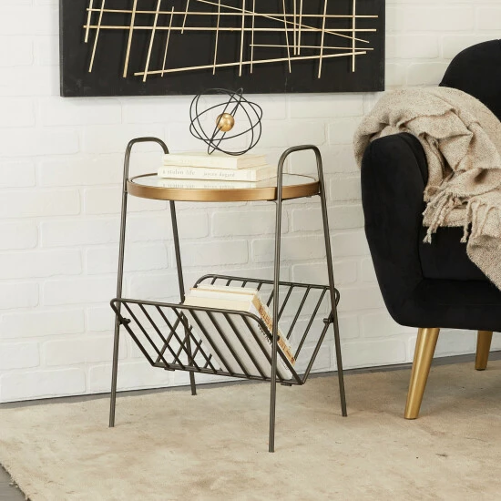 Budget 😍 Studio 350 Gold Metal Contemporary Accent Table - 17 X 16 X 24 ⭐