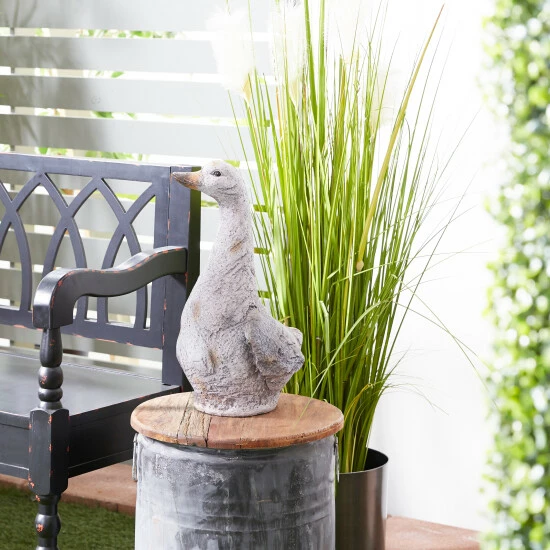 New 👍 Studio 350 Grey Polystone Country Garden Sculpture Duck 19 X 11 X 9 - 11 X 9 X 19 👏