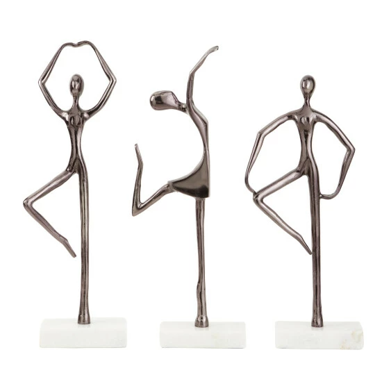 Flash Sale 🛒 Studio 350 Silver Aluminum Modern Sculpture People (Set Of 3) - S/3 18", 17", 16"H 🎉 - Image 2