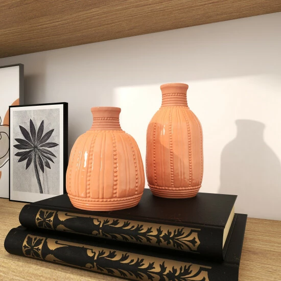 Best Sale 😍 Studio 350 Peach Ceramic Modern Vase (Set Of 2) 🛒 - Image 3
