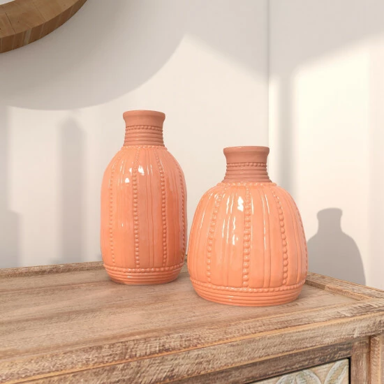 Best Sale 😍 Studio 350 Peach Ceramic Modern Vase (Set Of 2) 🛒 - Image 4