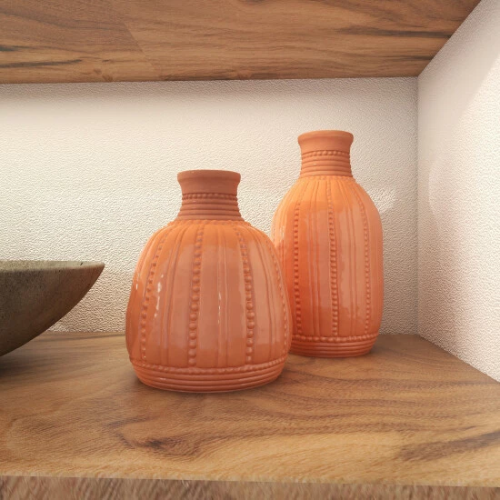 Best Sale 😍 Studio 350 Peach Ceramic Modern Vase (Set Of 2) 🛒 - Image 5
