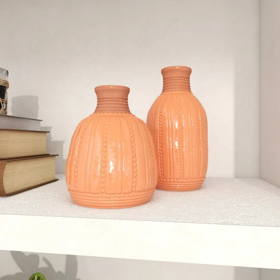 Best Sale 😍 Studio 350 Peach Ceramic Modern Vase (Set Of 2) 🛒 - Image 6