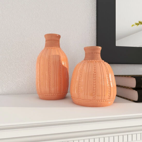 Best Sale 😍 Studio 350 Peach Ceramic Modern Vase (Set Of 2) 🛒 - Image 7