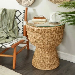 Buy 🥰 Studio 350 Brown Seagrass Bohemian Accent Table - 20 X 20 X 24 ✨