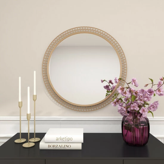Hot Sale ❤️ Studio 350 Gold Iron Contemporary Wall Mirror 37 X 37 X 1 - 37 X 1 X 37Round 🔥 - Image 8