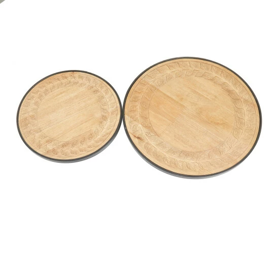 Best deal 🤩 Studio 350 Brown Rubber Wood Modern Lazy Susan Trays 2 X 12 X 12 (Set Of 2) - 16 X 16 X 2 Round ✔️ - Image 2