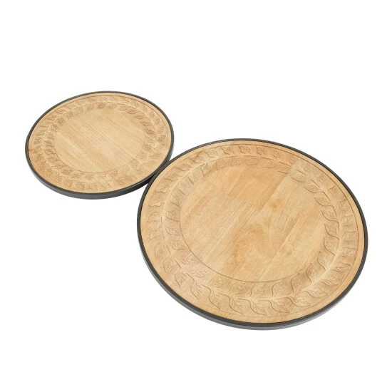 Best deal 🤩 Studio 350 Brown Rubber Wood Modern Lazy Susan Trays 2 X 12 X 12 (Set Of 2) - 16 X 16 X 2 Round ✔️ - Image 3