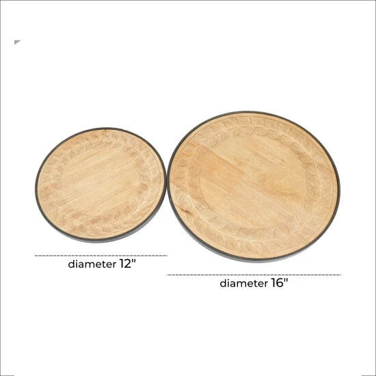 Best deal 🤩 Studio 350 Brown Rubber Wood Modern Lazy Susan Trays 2 X 12 X 12 (Set Of 2) - 16 X 16 X 2 Round ✔️ - Image 5