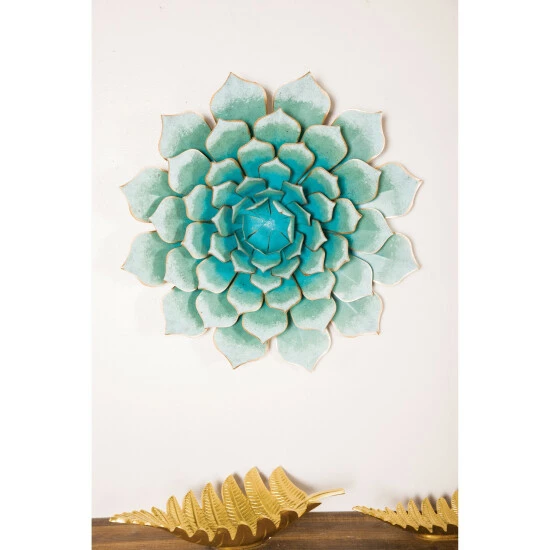 Hot Sale 🥰 Studio 350 Turquoise Metal Traditional Wall Decor Floral And Botanical 23 X 23 X 4 👏