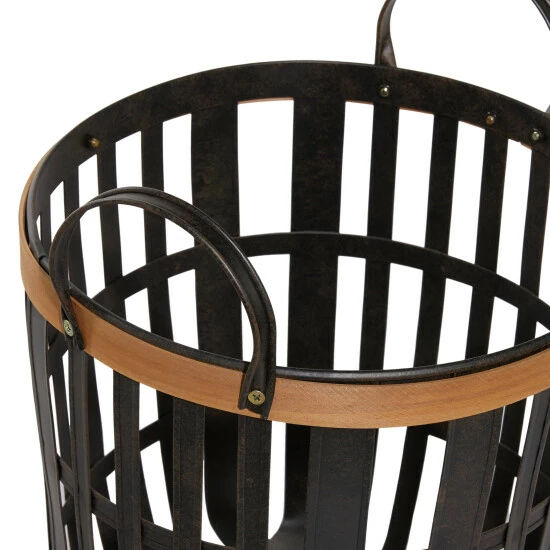 New โญ Studio 350 Black Bamboo Farmhouse Storage Basket (Set Of 2) - S/2 17", 20"H ๐ - Image 4