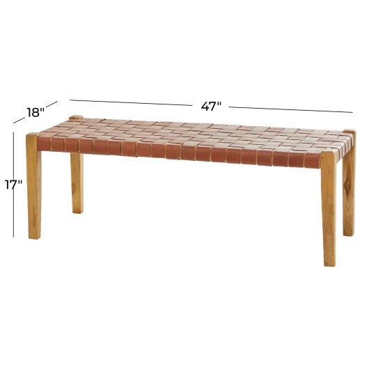 Discount 😍 Studio 350 Teak Wood Modern Bench - 47 X 18 X 17 Brown ✨ - Image 5