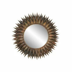 Best Sale ๐คฉ Studio 350 Eclectic 41 X 41 Inch Brown Iron And Wood Spiked Framed Wall Mirror ๐งจ