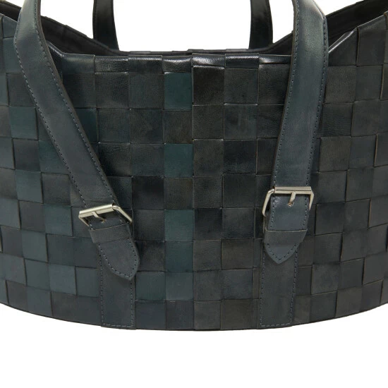 Budget ⌛ Studio 350 Leather Modern Storage Basket (Set Of 2) - S/2 21", 19"W Dark Blue 🎁 - Image 6