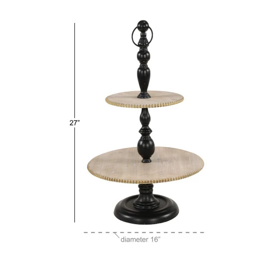 Best Sale ⭐ Studio 350 Black Wood Rustic Tiered Server 26 X 16 X 16 - 16 X 16 X 26Round 👍 - Image 6