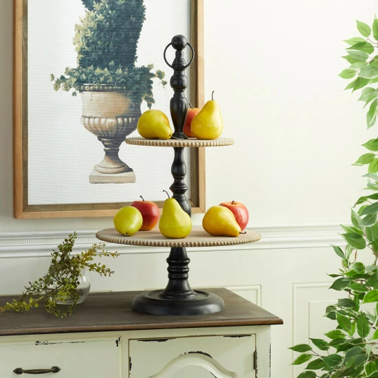 Best Sale ⭐ Studio 350 Black Wood Rustic Tiered Server 26 X 16 X 16 - 16 X 16 X 26Round 👍 - Image 8