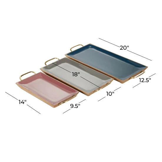 Best Sale ⭐ Studio 350 Multi Mango Wood Contemporary Tray (Set Of 3) - S/3 20", 18", 14"W 💯 - Image 7