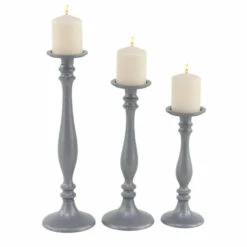 Buy ✨ Studio 350 Set Of 3 Traditional 12, 15 And 18 Inch Gray Iron Candle Holders 👍