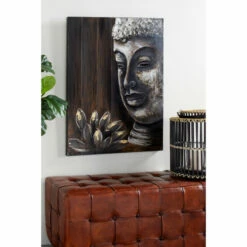 Best Sale 😉 Studio 350 Black And Brown Lotus Buddha Painting Metallic Wall Art 29.5 X 39.5 - 30 X 2 X 40 💯