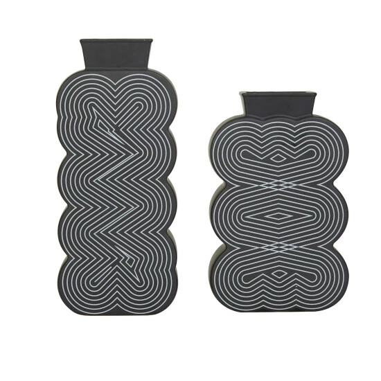 Deals 🔔 Studio 350 Black Stoneware Contemporary Vase (Set Of 2) 🎉 - Image 7