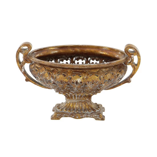 Flash Sale 😉 Studio 350 Gold Polystone Traditional Decorative Bowl 12 X 19 X 10 - 12x19x10 😍 - Image 3