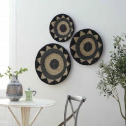 Flash Sale 🛒 Studio 350 Black Cotton Rustic Wall Decor (Set Of 3) - 24 X 3 X 24 ⭐
