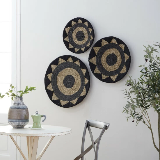 Flash Sale 🛒 Studio 350 Black Cotton Rustic Wall Decor (Set Of 3) - 24 X 3 X 24 ⭐