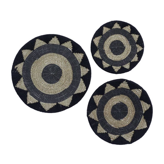 Flash Sale 🛒 Studio 350 Black Cotton Rustic Wall Decor (Set Of 3) - 24 X 3 X 24 ⭐ - Image 2