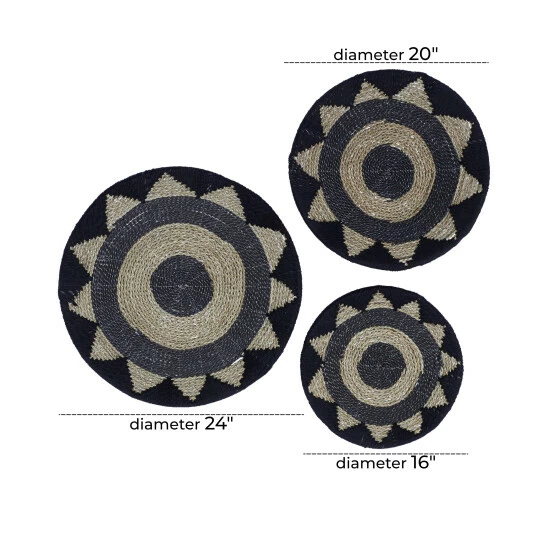 Flash Sale 🛒 Studio 350 Black Cotton Rustic Wall Decor (Set Of 3) - 24 X 3 X 24 ⭐ - Image 5