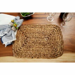 Buy 🔥 Studio 350 Rectangular Braided Natural Water Hyacinth Placemats, Set Of 4 20 X 14 Each - 20 X 14 X 1 Brown 😀