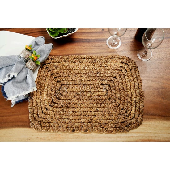 Buy 🔥 Studio 350 Rectangular Braided Natural Water Hyacinth Placemats, Set Of 4 20 X 14 Each - 20 X 14 X 1 Brown 😀