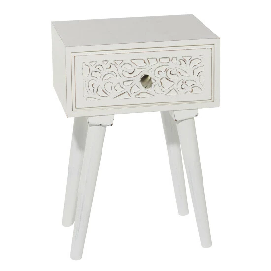 Discount 👍 Studio 350 White Or Grey Wood Vintage Farmhouse Accent Side End Table With Drawer - 16 X 13 X 24 🎉 - Image 2