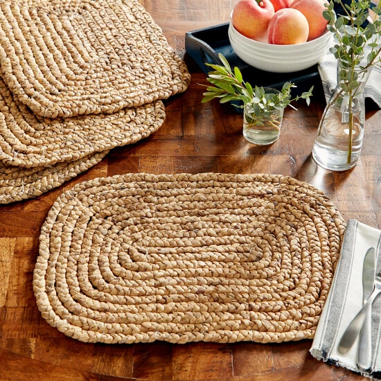 Buy 🔥 Studio 350 Rectangular Braided Natural Water Hyacinth Placemats, Set Of 4 20 X 14 Each - 20 X 14 X 1 Brown 😀 - Image 6