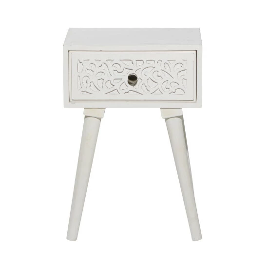Discount 👍 Studio 350 White Or Grey Wood Vintage Farmhouse Accent Side End Table With Drawer - 16 X 13 X 24 🎉 - Image 3