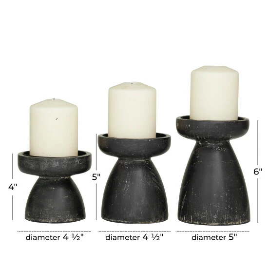 Deals 🎉 Studio 350 Wood Traditional Candle Holder ( Set Of 3) - S/3 6", 5", 4"H White 🔔 - Image 6