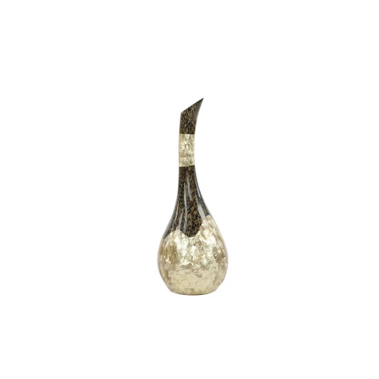 Discount 💯 Studio 350 Large Gold Capiz Shell & Vervain Inlay Resin Bud Vase W/ Swan Neck 7" X 18" 😉 - Image 8