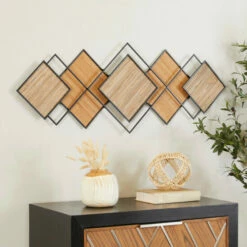 Cheap 👏 Studio 350 Brown Wood Modern Geometric Wall Decor 😉