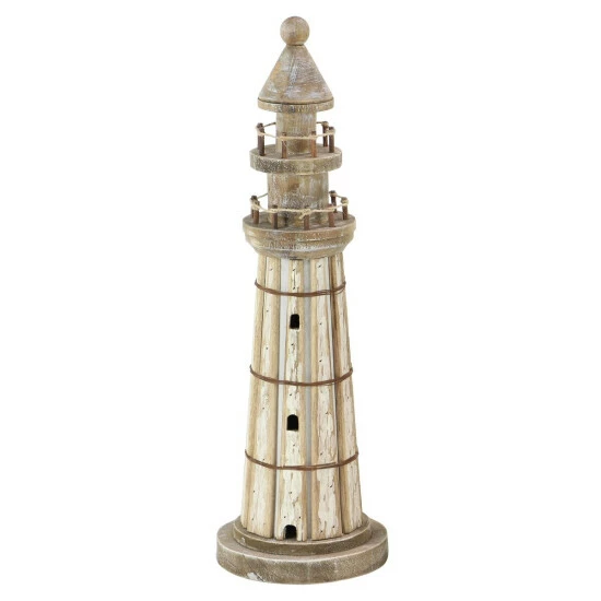 Deals 🔔 Studio 350 White Empress Wood Coastal Sculpture Light House (Set Of 2) - S/2 15", 20"H 😍 - Image 3