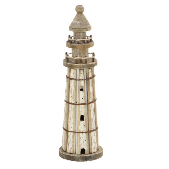 Deals 🔔 Studio 350 White Empress Wood Coastal Sculpture Light House (Set Of 2) - S/2 15", 20"H 😍 - Image 4